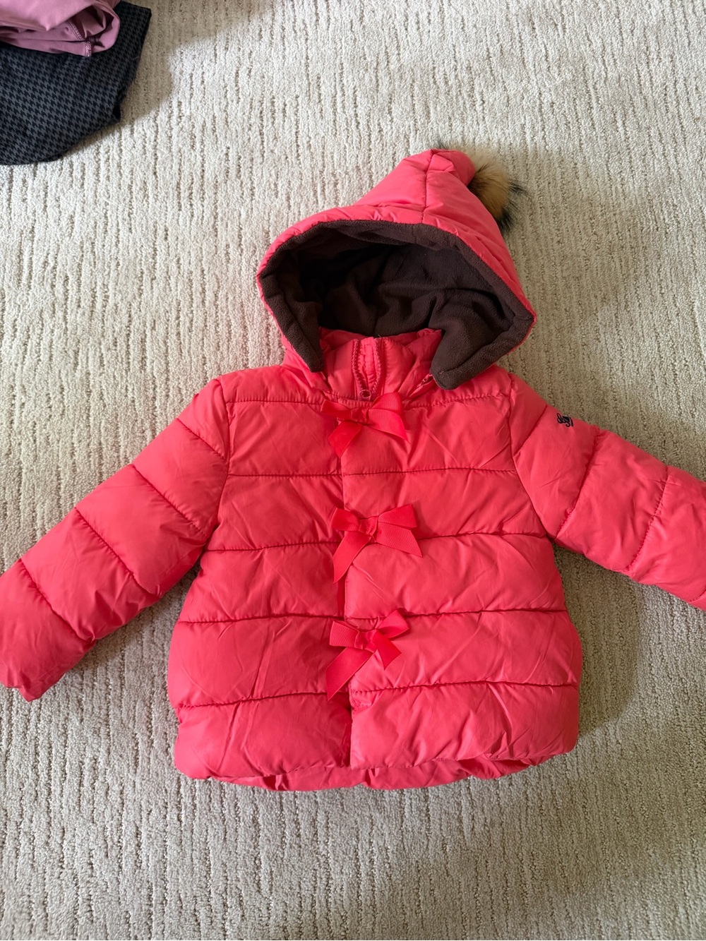 Gucci Coral Pink Hooded Puffer Coat with Brown Lining
